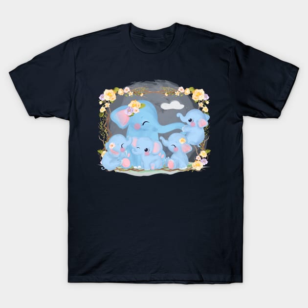 elephant family cartoon T-Shirt by Mako Design 